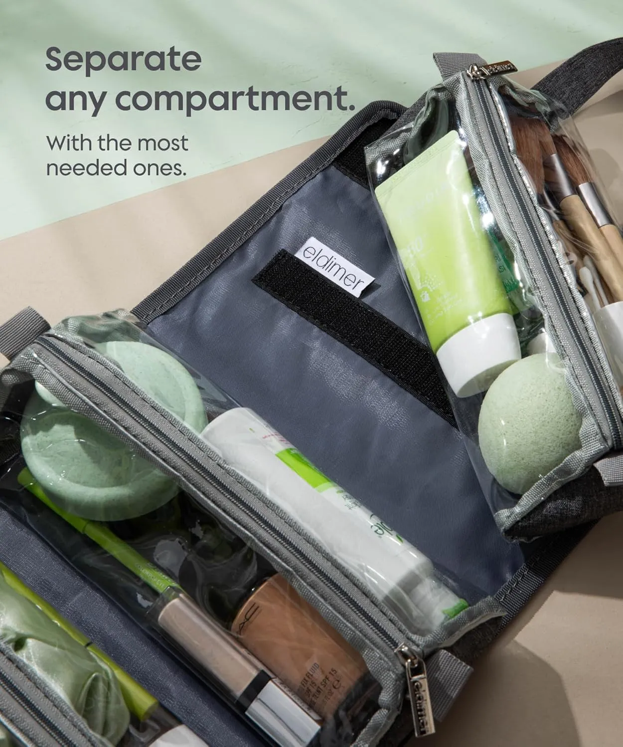 Small Roll Up Toiletry Bag for Traveling Women - Travel Makeup Bag with 4 Removable Compartments - Hanging Toiletry Bag - Cosmetic Travel Bag - Medicine Bag - TSA Approved Toiletry Bag