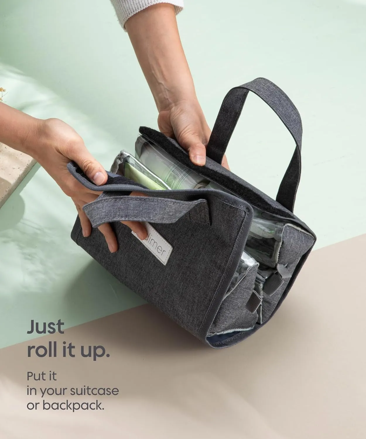 Small Roll Up Toiletry Bag for Traveling Women - Travel Makeup Bag with 4 Removable Compartments - Hanging Toiletry Bag - Cosmetic Travel Bag - Medicine Bag - TSA Approved Toiletry Bag