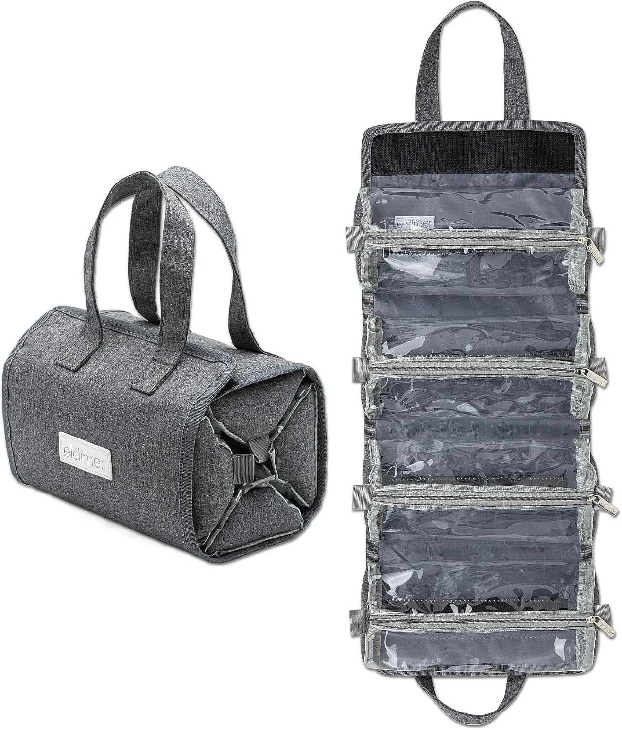 Small Roll Up Toiletry Bag for Traveling Women - Travel Makeup Bag with 4 Removable Compartments - Hanging Toiletry Bag - Cosmetic Travel Bag - Medicine Bag - TSA Approved Toiletry Bag