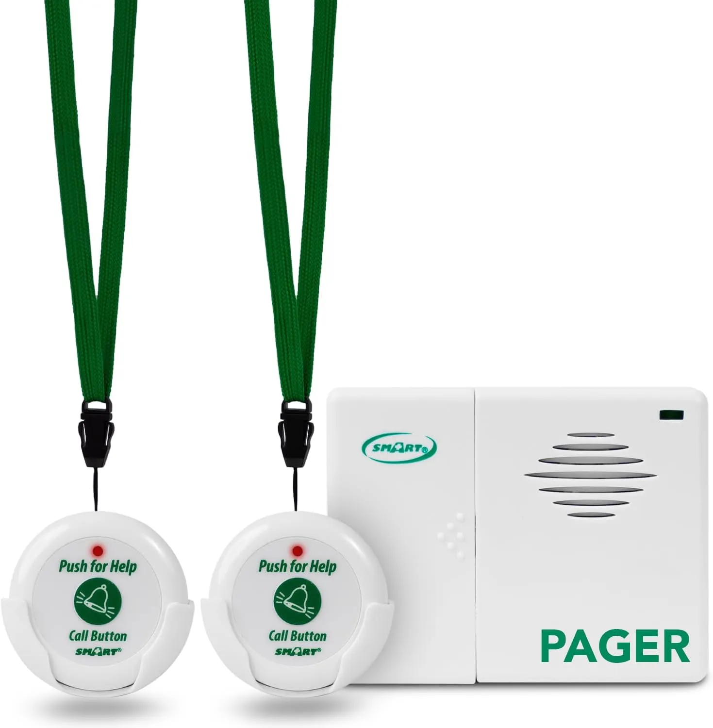 Smart Caregiver Pager System with 2 Call Buttons for Elderly Assistance, Fall Prevention, and Nurse Calling | Wearable Wireless Pager for Patient Help at Home | USA-Based Company and Customer Support