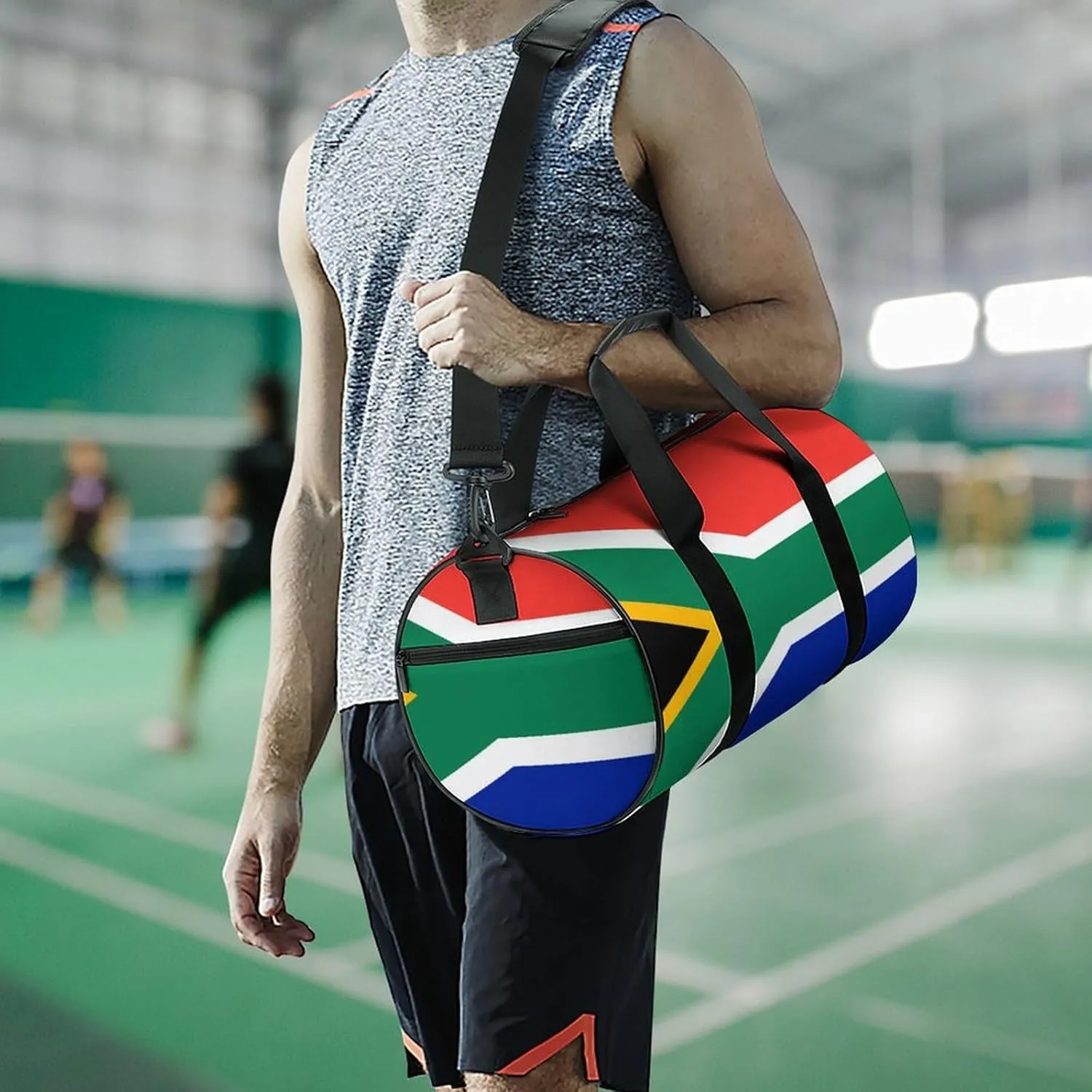 South African Flag Sports Duffel Bag for Boys Girls Dry Wet Separation Overnight Gym Bag