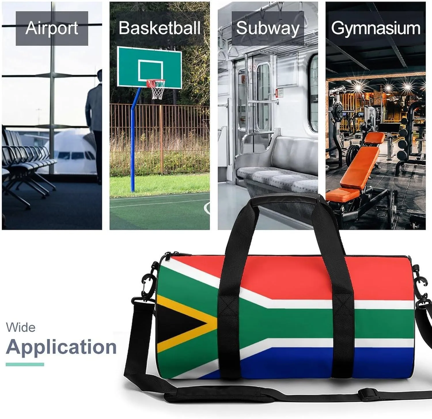 South African Flag Sports Duffel Bag for Boys Girls Dry Wet Separation Overnight Gym Bag
