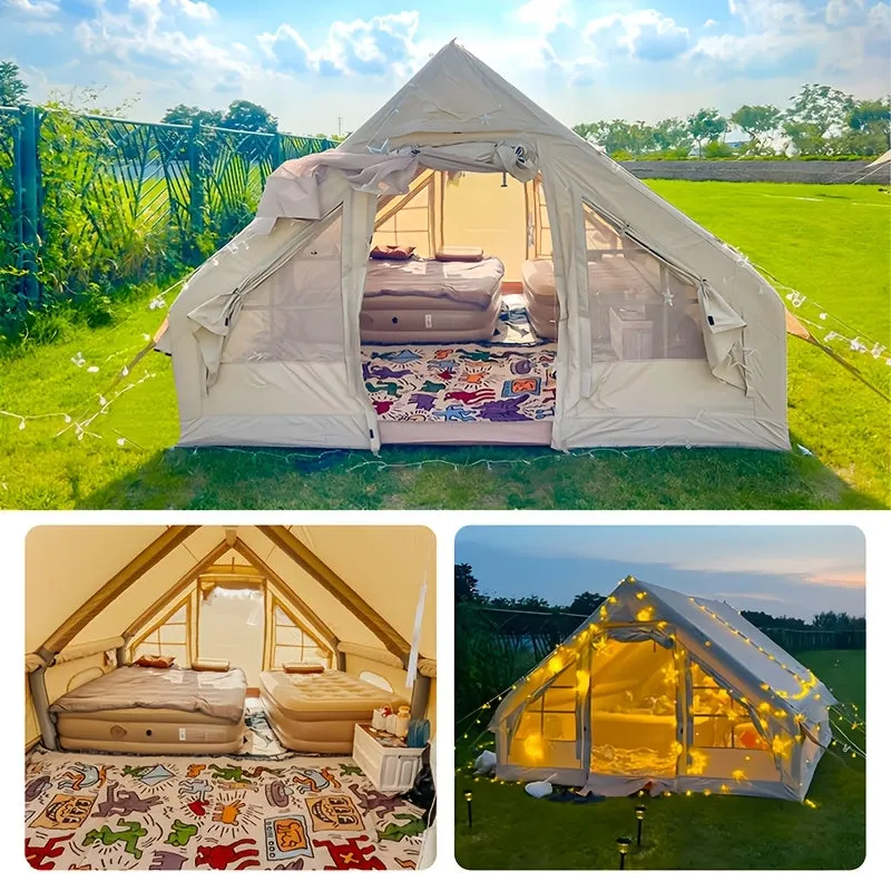 Spacious 8Person Khaki Tent Easy Waterproof Camping