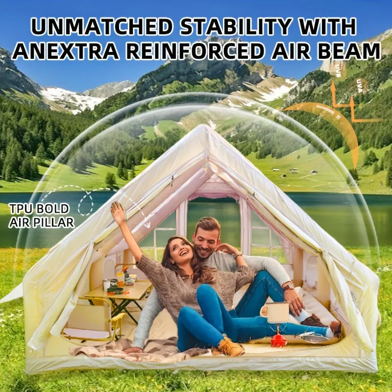 Spacious 8Person Khaki Tent Easy Waterproof Camping
