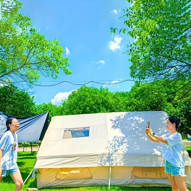 Spacious 8Person Khaki Tent Easy Waterproof Camping