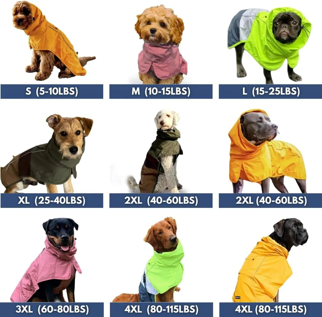Spark Paws Dog Raincoat, Waterproof Windproof Rain Jacket, for Small Medium Large Extra Large Dogs, Reflective Breathable Full-Body Coverage Dry Suit - Green Brown Tan, M