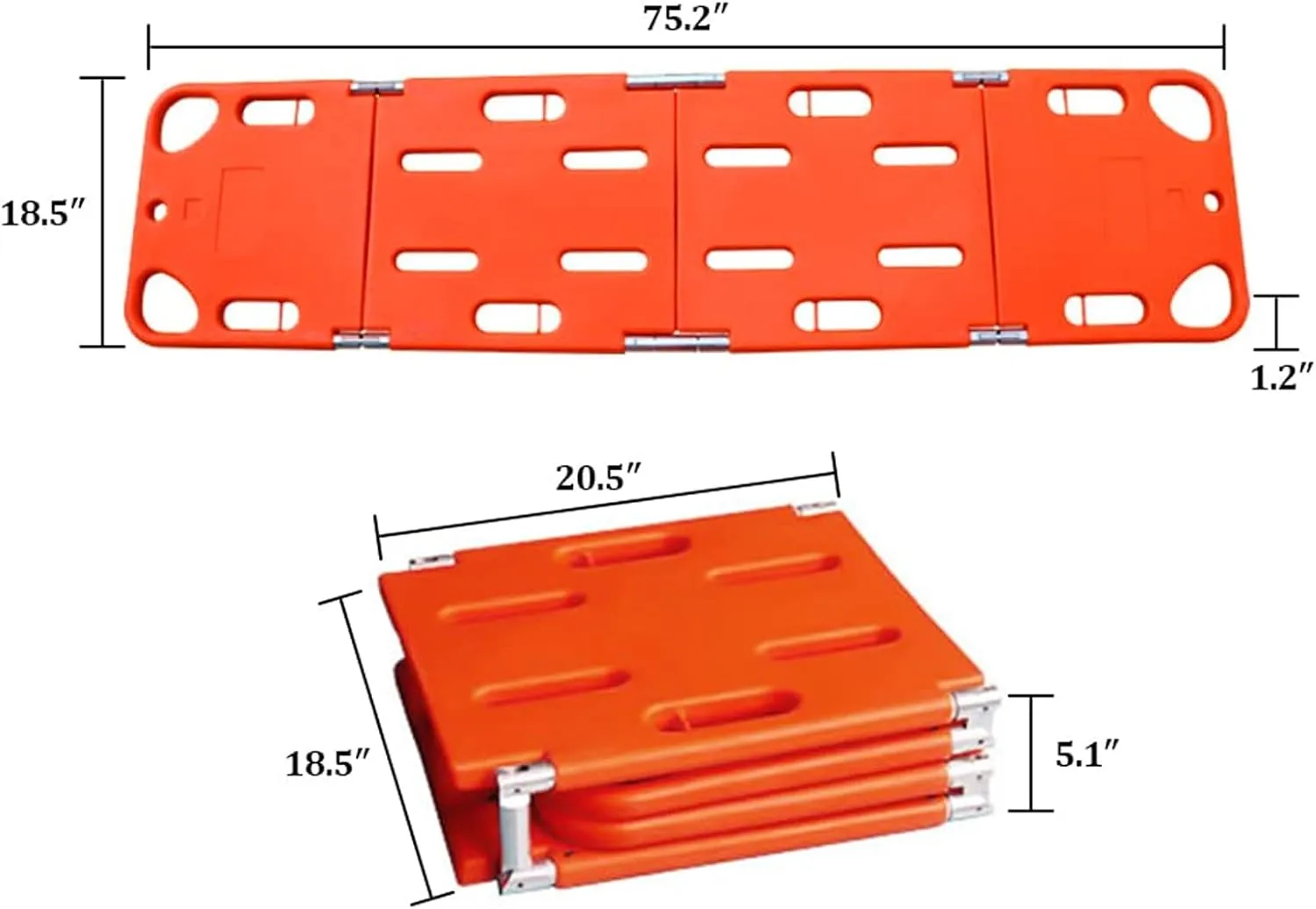 Spine Board Stretcher Backboard - Portable Portable Patient Transport Rescue with Neck Brace & Head Bed, Lightweight PE Plastics Ambulance Stretcher Gurney for Patient,Orange-Package 2
