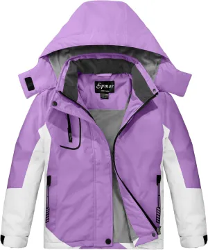Spmor Girls' Waterproof Ski Jacket Warm Coat Windproof Winter Snowboarding Jacket