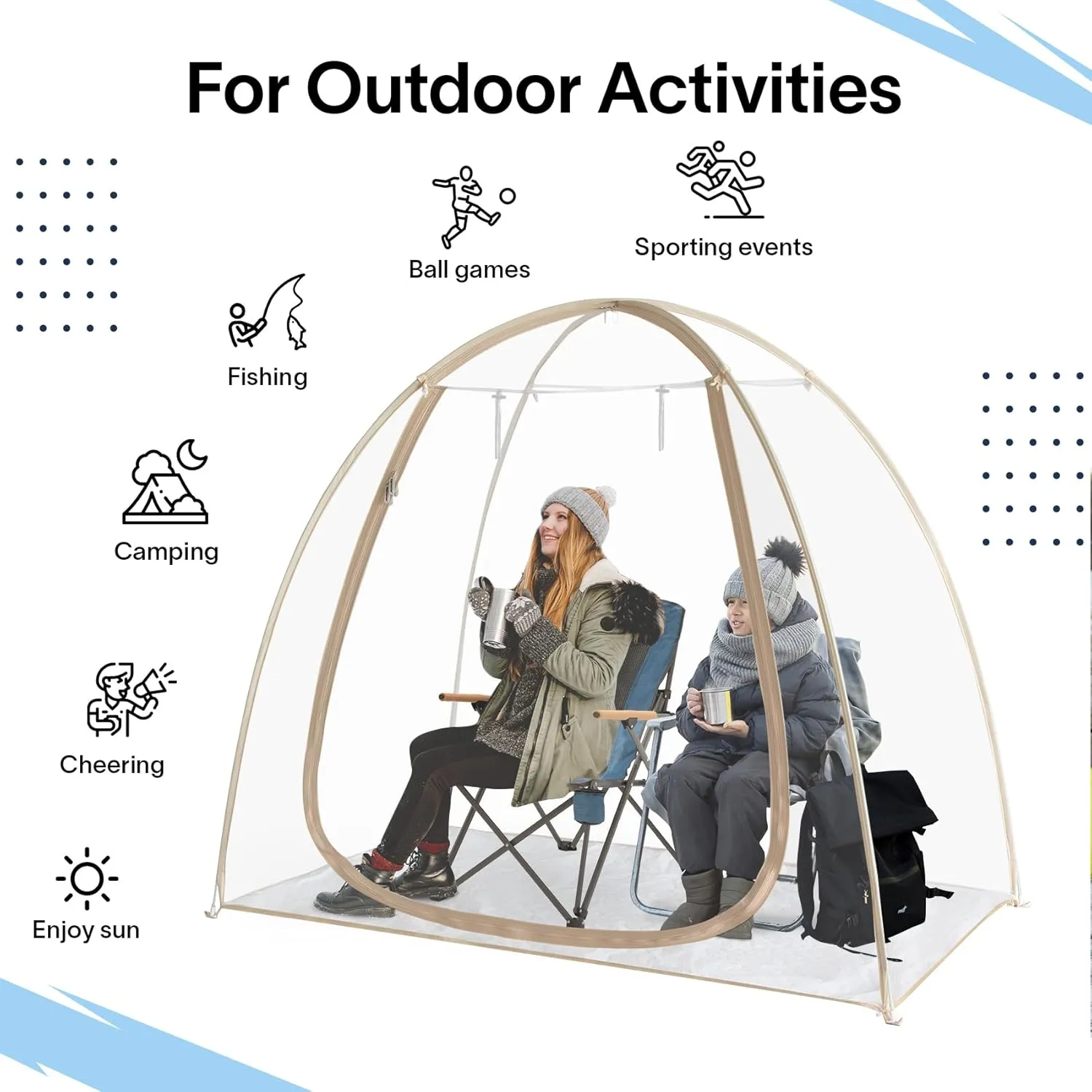 Sports Tent Clear Bubble Tent Weatherproof Pod Igloo Tent Winter Pop up Tent for Outside Soccer Tent Cold Weather Tent