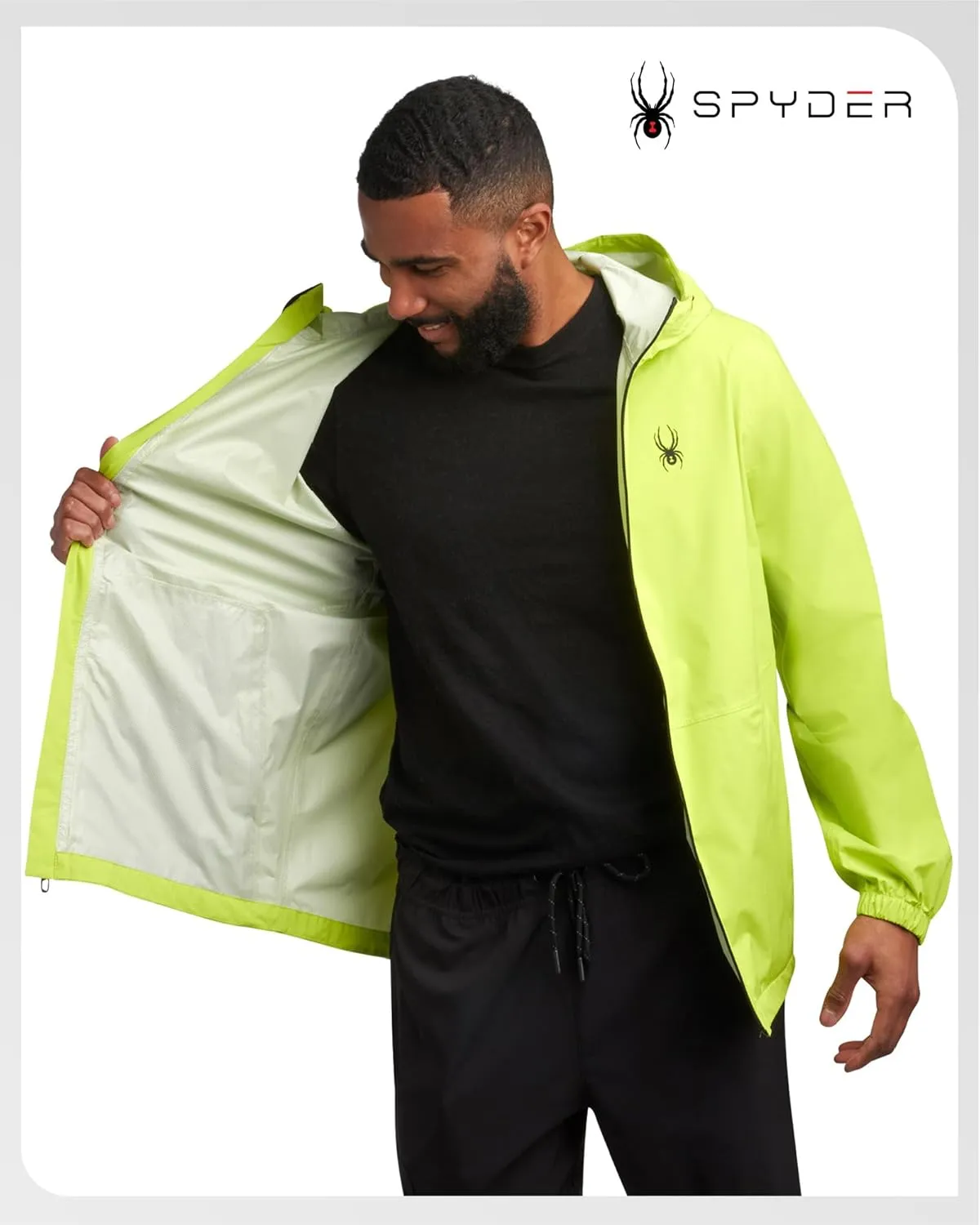 Spyder Mens Rain Jacket - Waterproof Lightweight Hooded Windbreaker, Outerwear Jacket for Golf, Hiking and Outdoor (S-XL)