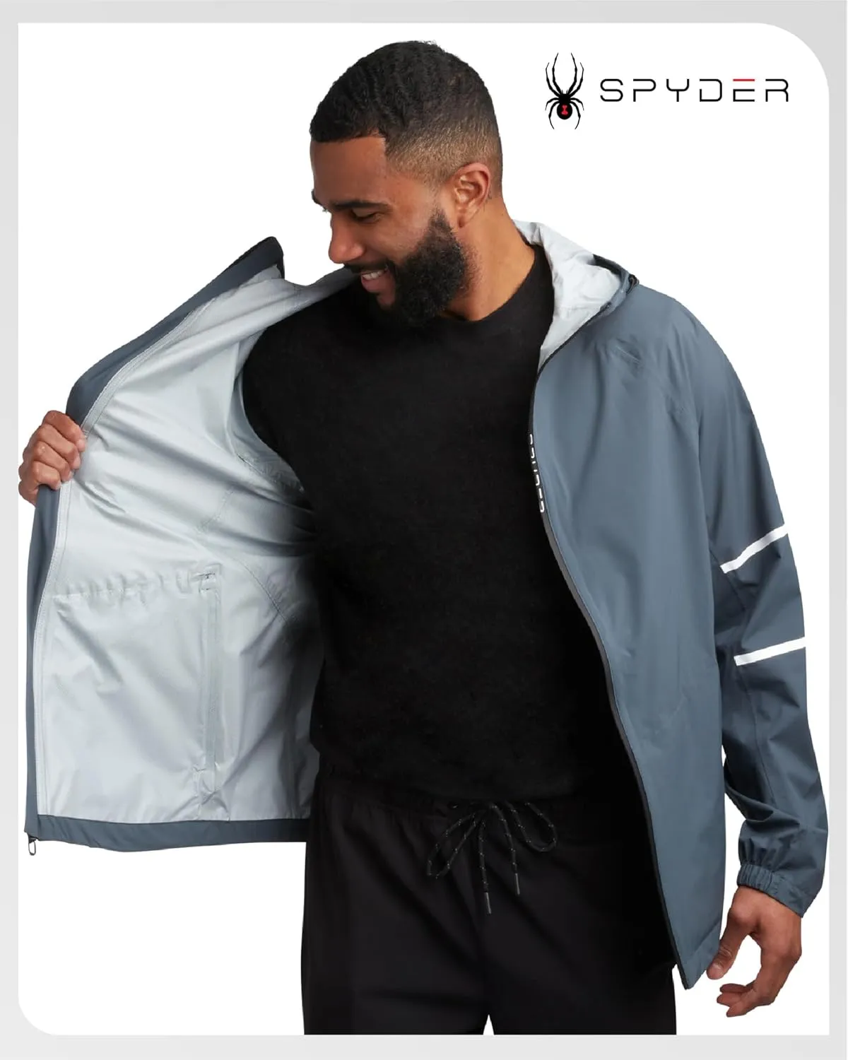 Spyder Mens Rain Jacket - Waterproof Lightweight Hooded Windbreaker, Outerwear Jacket for Golf, Hiking and Outdoor (S-XL)
