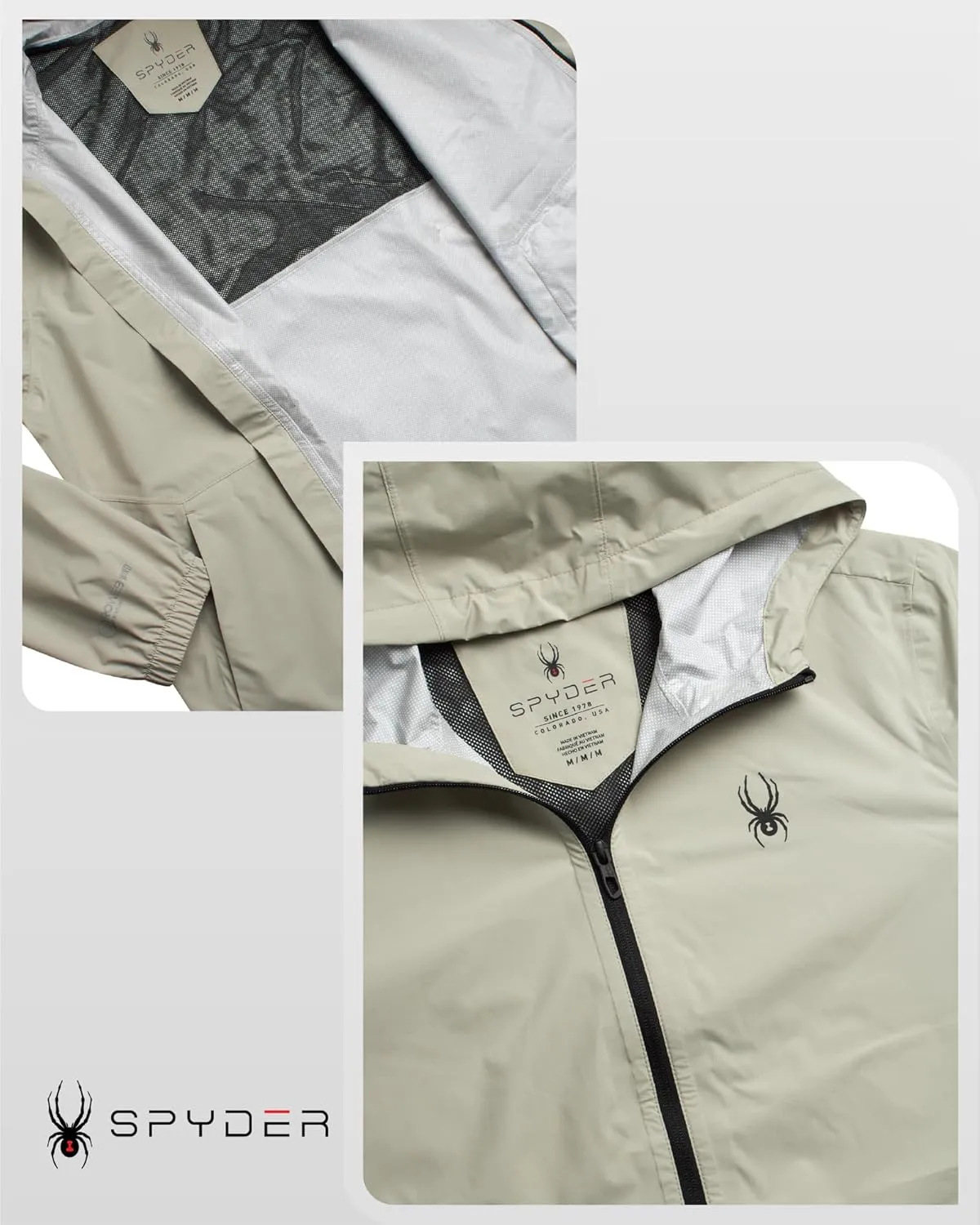 Spyder Mens Rain Jacket - Waterproof Lightweight Hooded Windbreaker, Outerwear Jacket for Golf, Hiking and Outdoor (S-XL)