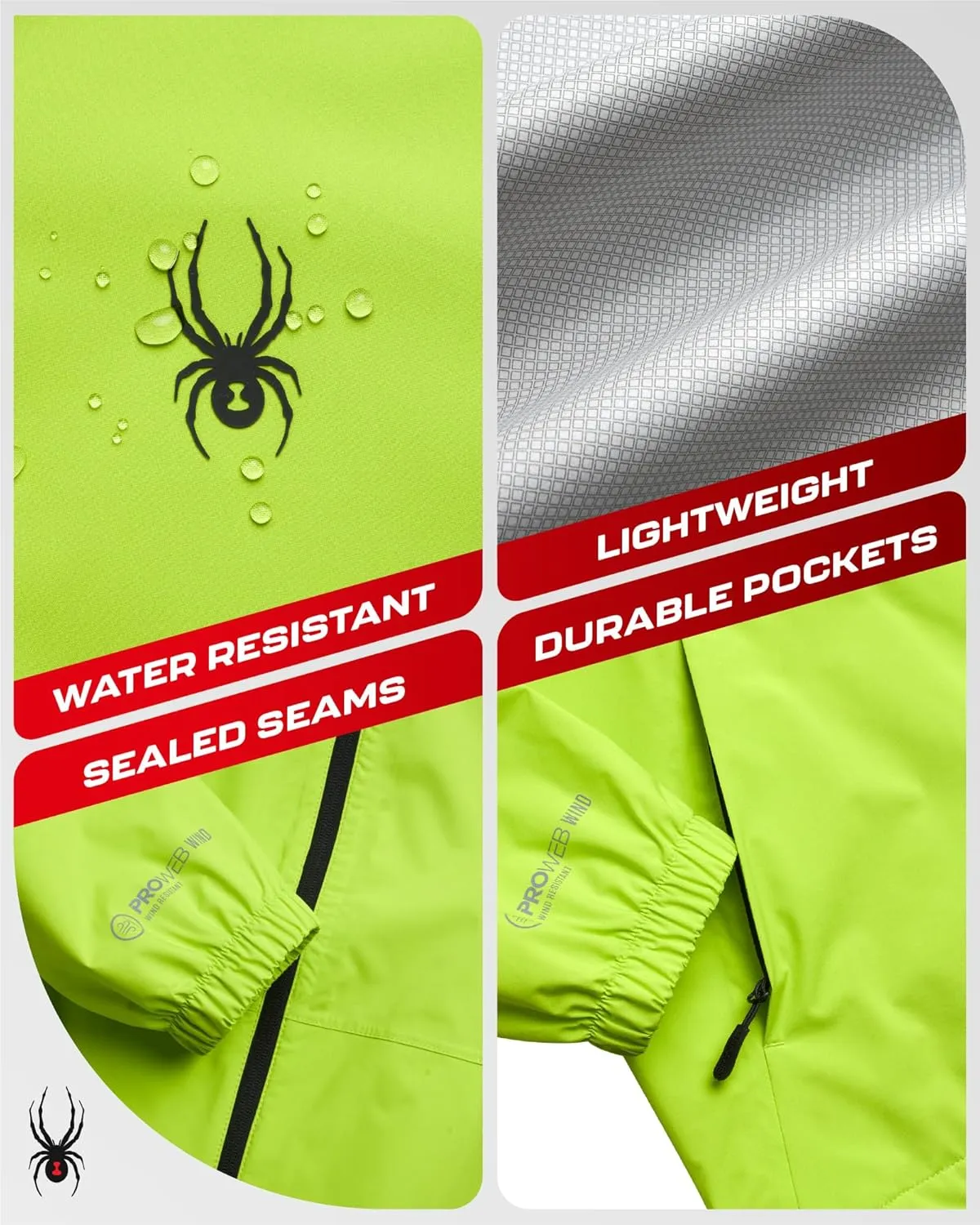 Spyder Mens Rain Jacket - Waterproof Lightweight Hooded Windbreaker, Outerwear Jacket for Golf, Hiking and Outdoor (S-XL)