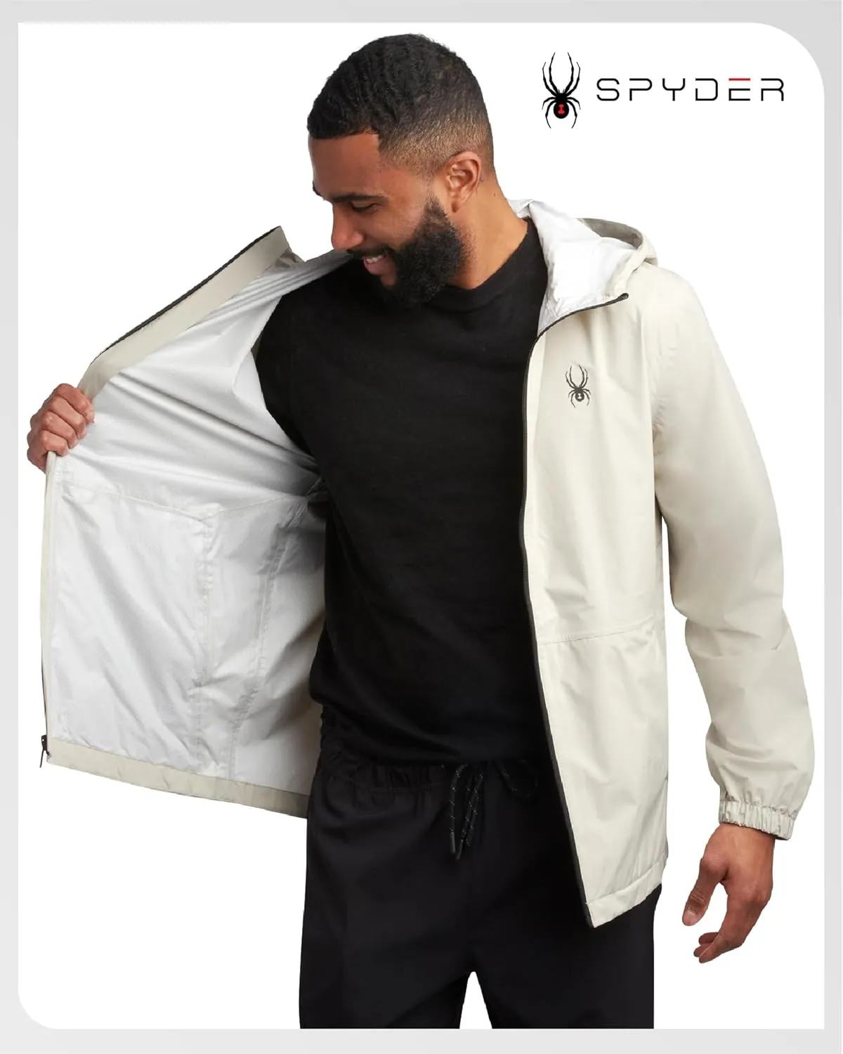 Spyder Mens Rain Jacket - Waterproof Lightweight Hooded Windbreaker, Outerwear Jacket for Golf, Hiking and Outdoor (S-XL)