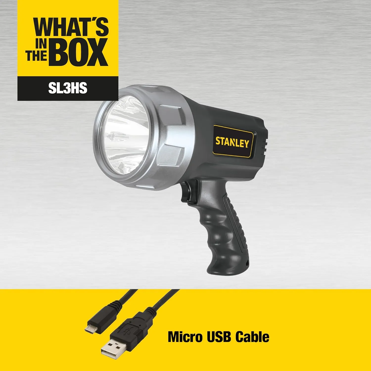 STANLEY SL3HS Rechargeable 900 Lumen Lithium Ion Ultra Bright LED Spotlight Flashlight