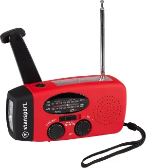 Stansport Hand crank and Solar Powered Flashlight with Radio