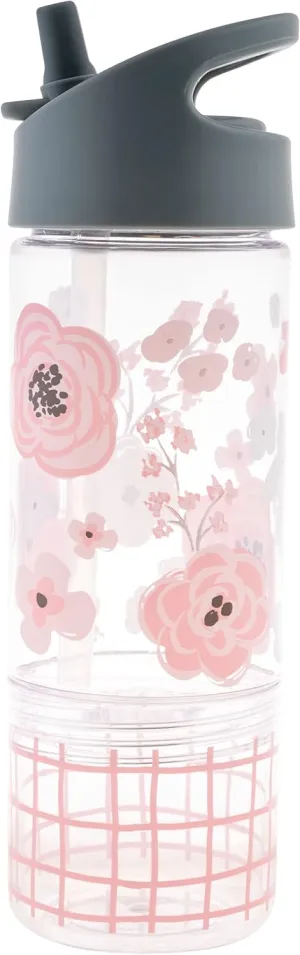 Stephen Joseph, Kids Sip and Snack Water Bottle, 12 oz Tritan BPA Free, Drink Bottle for Girls & Boys, Back to School Charcoal Flower