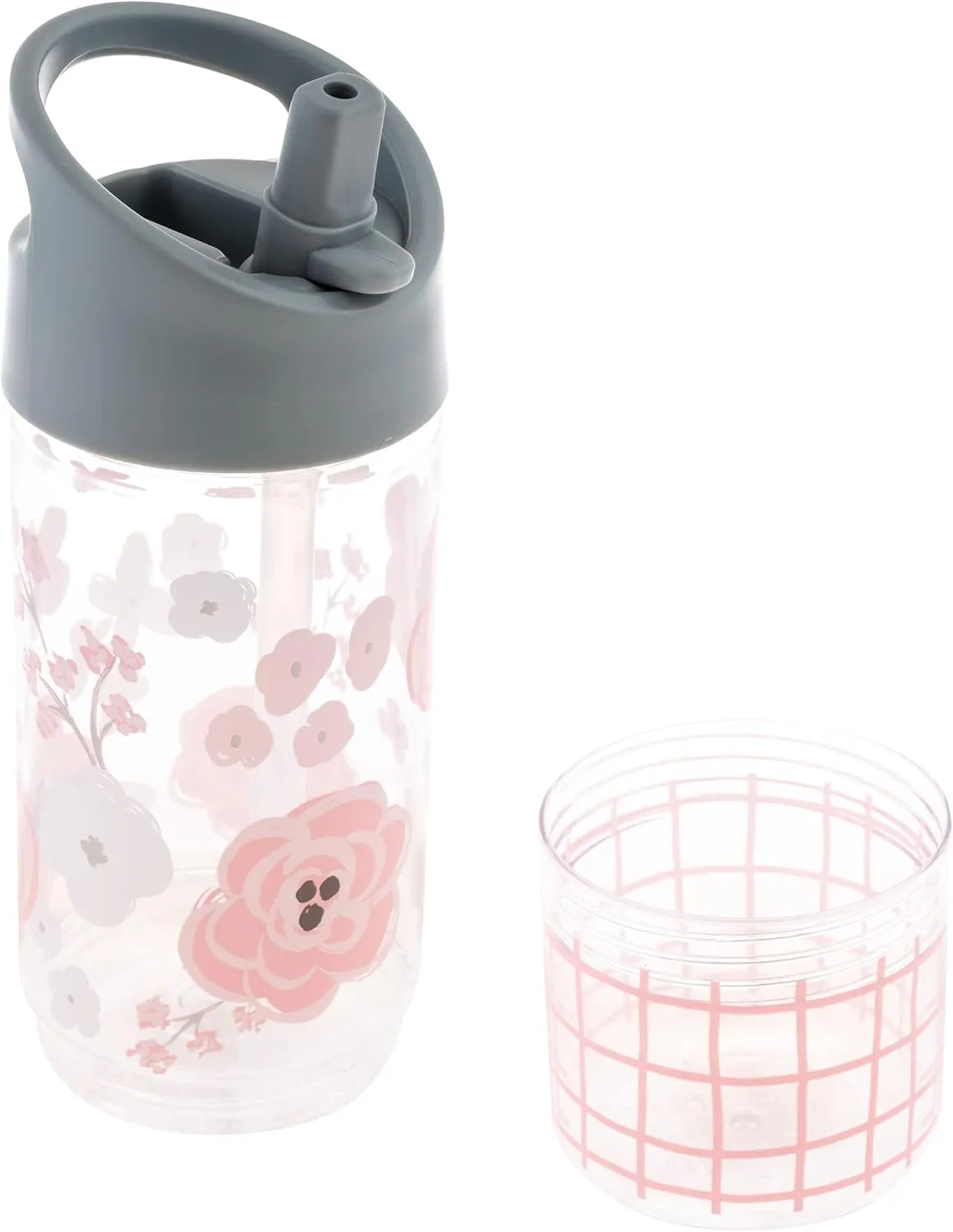Stephen Joseph, Kids Sip and Snack Water Bottle, 12 oz Tritan BPA Free, Drink Bottle for Girls & Boys, Back to School Charcoal Flower