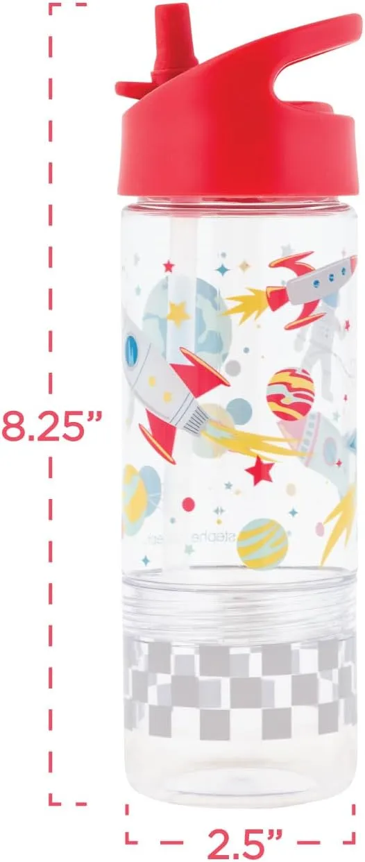 Stephen Joseph, Kids Sip and Snack Water Bottle, 12 oz Tritan BPA Free, Drink Bottle for Girls & Boys, Back to School Charcoal Flower