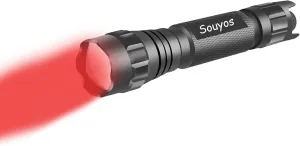 Stepless Dimming Red Light Flashlight, 620-630nm High Purity Adjustable Brightness & Focus for Night Observation, Astronomy, Aviation