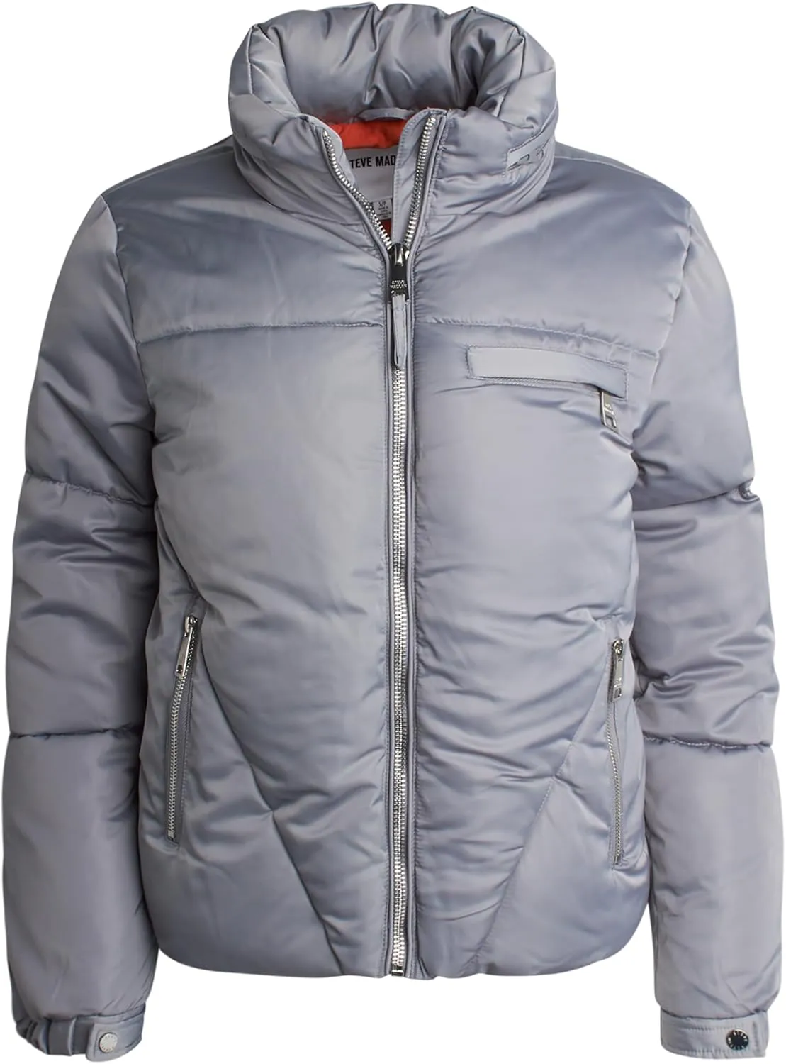 Steve Madden Women's Cropped Puffer Jacket - Quilted Winter Coat with Packable Hood - Cozy Outerwear Jacket for Women (S-XL)
