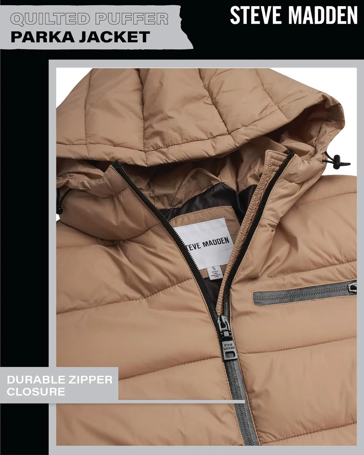 Steven Madden Women Winter Jacket - Packable Quilted Puffer Parka Coat - Hooded Outerwear Windbreaker Jacket for Women, S-XL