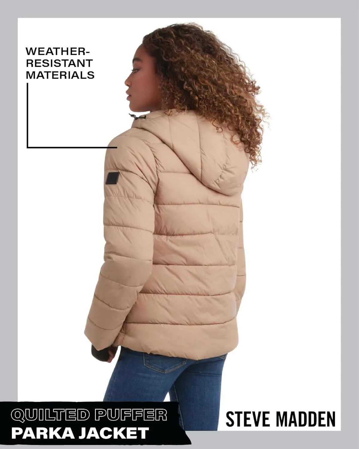 Steven Madden Women Winter Jacket - Packable Quilted Puffer Parka Coat - Hooded Outerwear Windbreaker Jacket for Women, S-XL