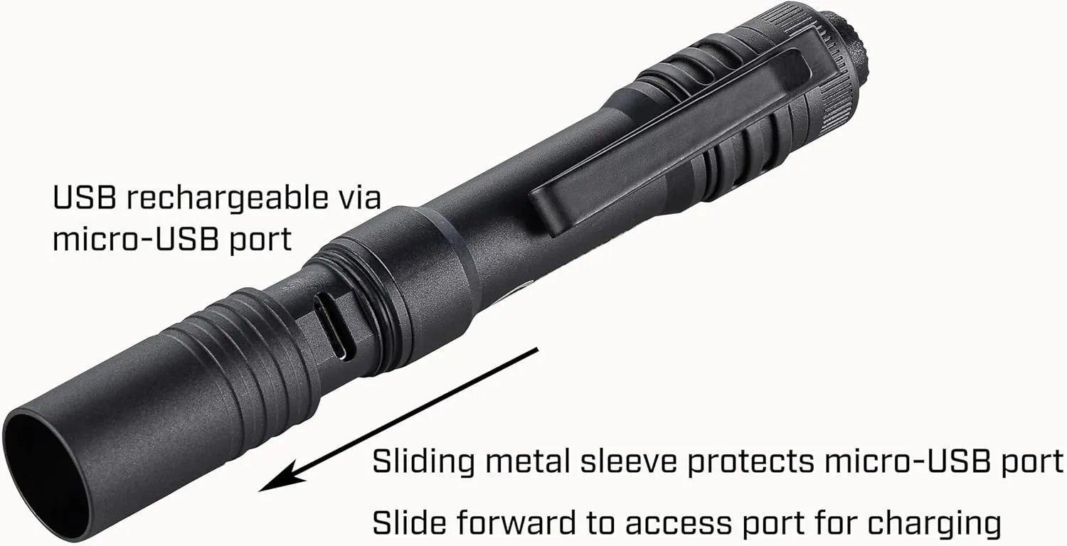 Streamlight 66604 MicroStream 250-Lumen EDC Ultra-Compact Flashlight with USB Rechargeable Battery, Box, Black