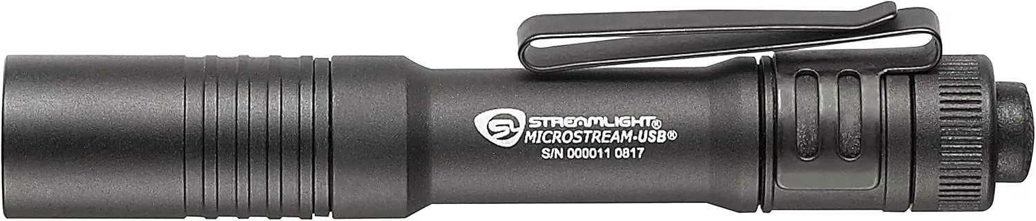 Streamlight 66604 MicroStream 250-Lumen EDC Ultra-Compact Flashlight with USB Rechargeable Battery, Box, Black