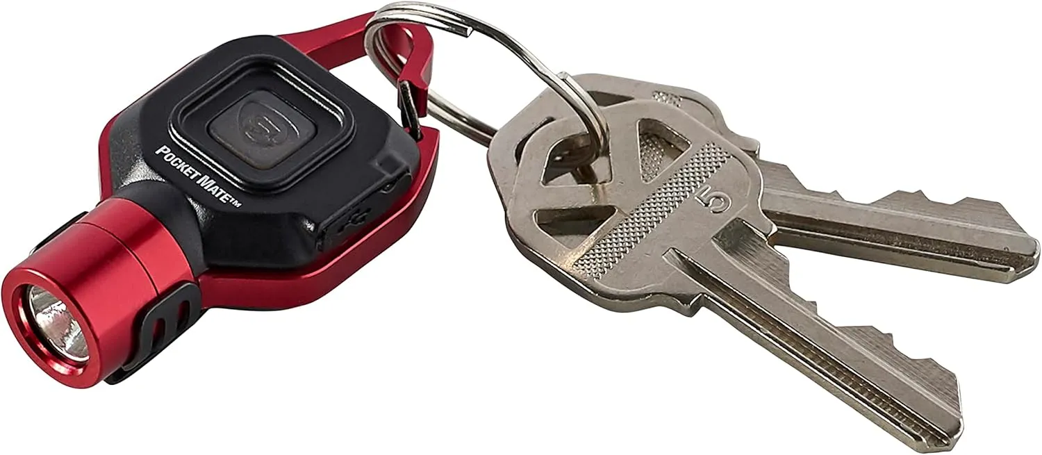 Streamlight 73301 Pocket Mate 325-Lumen Keychain/Clip-on USB Rechargeable Flashlight, Red