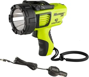 STREAMLIGHT Lightweight Rechargeable Long-Range 1000 Lumens Waypoint 300 Yellow Spotlight w/120V AC Charger with Waypoint Rechargeable/Super Siege 12V DC Cord
