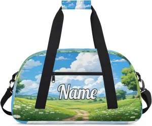 Summer Grass Land Custom Sports Gym Bag Personalized Dance Bag Teens Travel Weekender Overnight Carry On Bag Boys Girls Waterproof