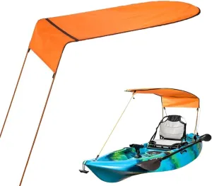 Sun Shade Canopy for Kayak Boat Canoe, Canopy for Single Person, Waterproof Sun Shade Awning Top Cover, Universal Awning Canopy with Storage Bag for Outdoor Fishing Tricycles Orange