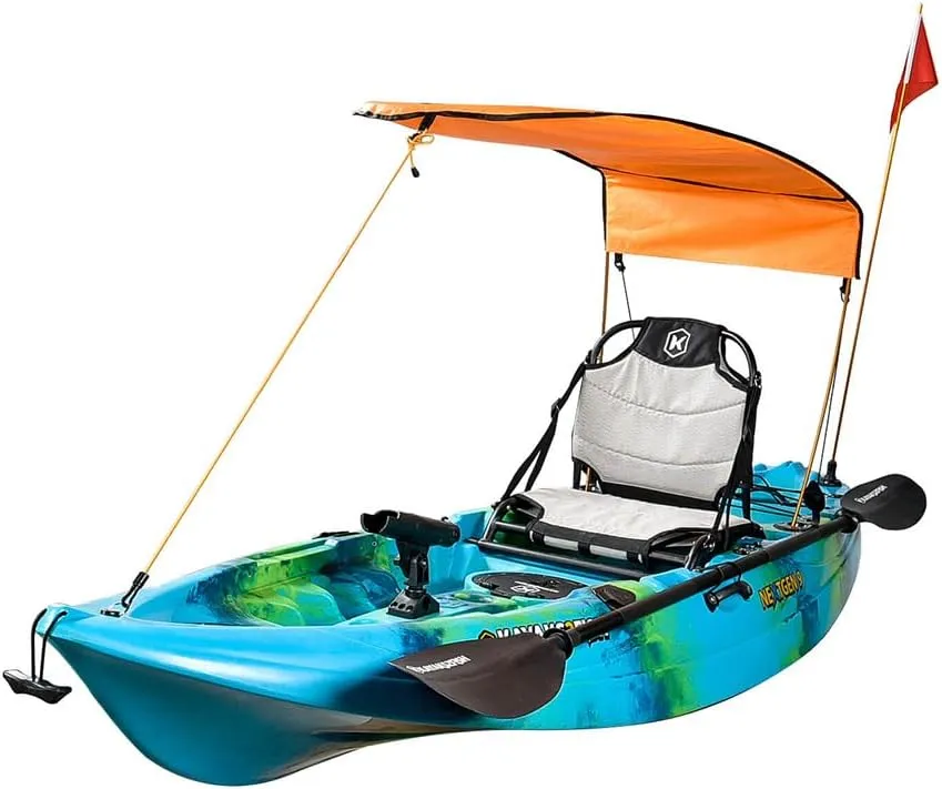Sun Shade Canopy for Kayak Boat Canoe, Canopy for Single Person, Waterproof Sun Shade Awning Top Cover, Universal Awning Canopy with Storage Bag for Outdoor Fishing Tricycles Orange