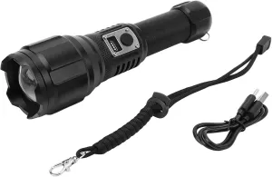 Super Bright Flashlight with Electronic Display, Type C Charged, Zoomable LED for Camping Outdoors