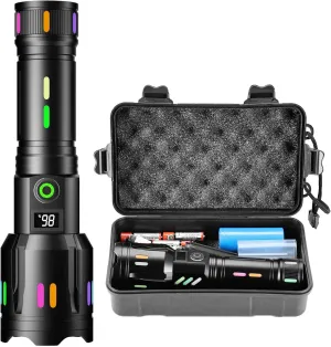 Super Bright led Lights, high Lumen Powerful Rechargeable flashlights, Torch Light Waterproof, Handheld Magnetic Compact Flashlight for Emergencies for Camping, Emergency，Tactical