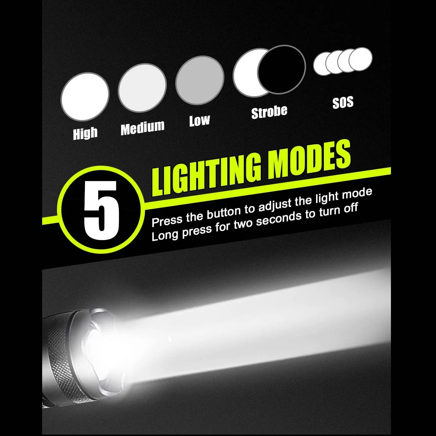 Super Bright LED Rechargeable Flashlight - 5000 Lumens