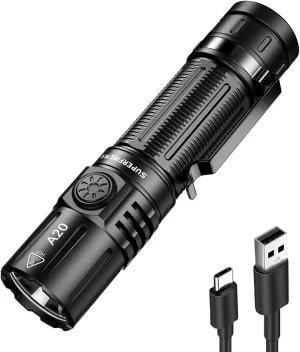 SuperFire Flashlights High Lumens Rechargeable, 2000 Lumens EDC Flashlight with Clip & Lanyard, 6 Modes, IP 44 Waterproof Powerful Flashlight for Home, Camping, Hiking, Emergency, Power Outage