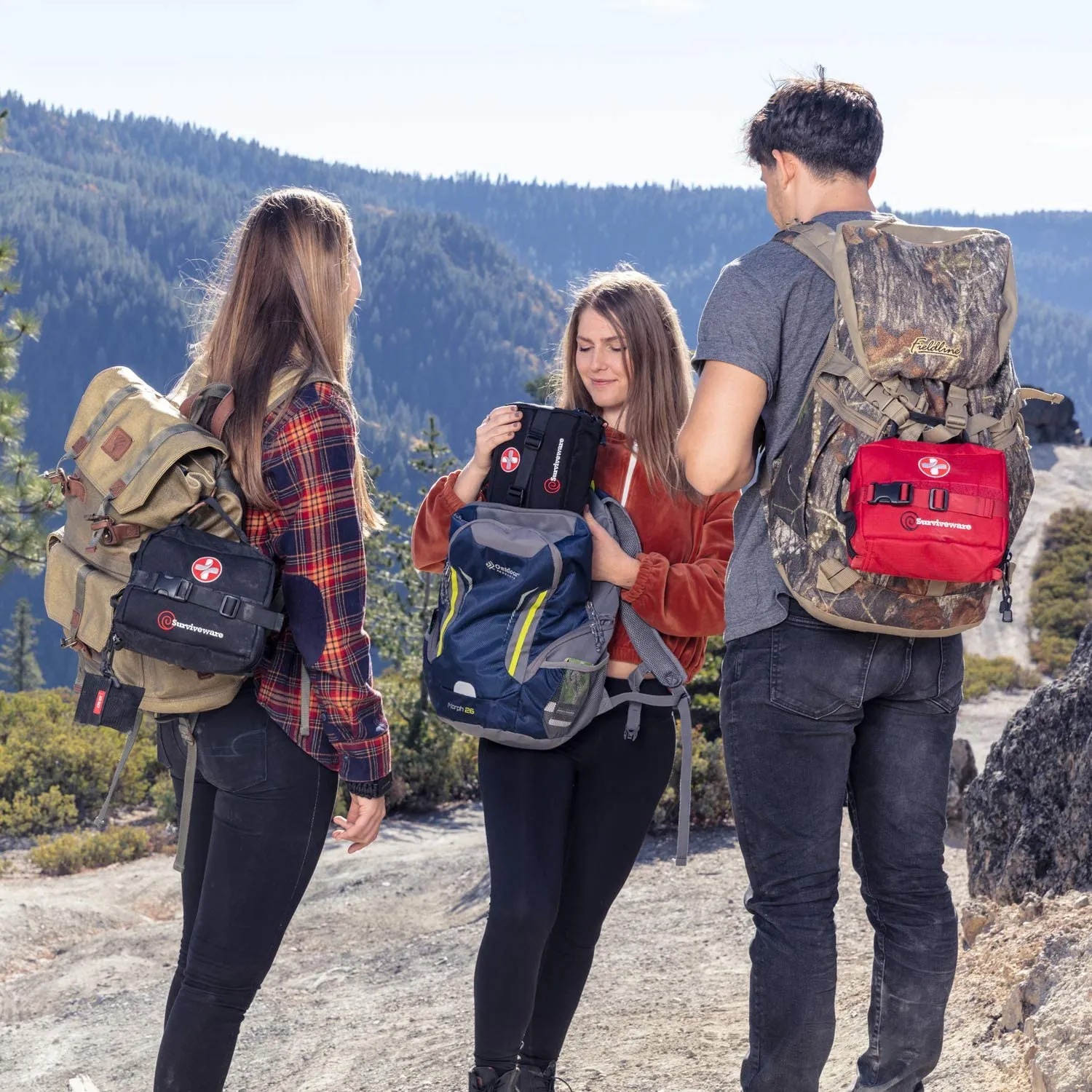 Surviveware Survival First Aid Kit for Outdoor Preparedness - Comes with Removable MOLLE Compatible System and Labeled Compartments - Backpacking, Hiking & Outdoors Preparedness