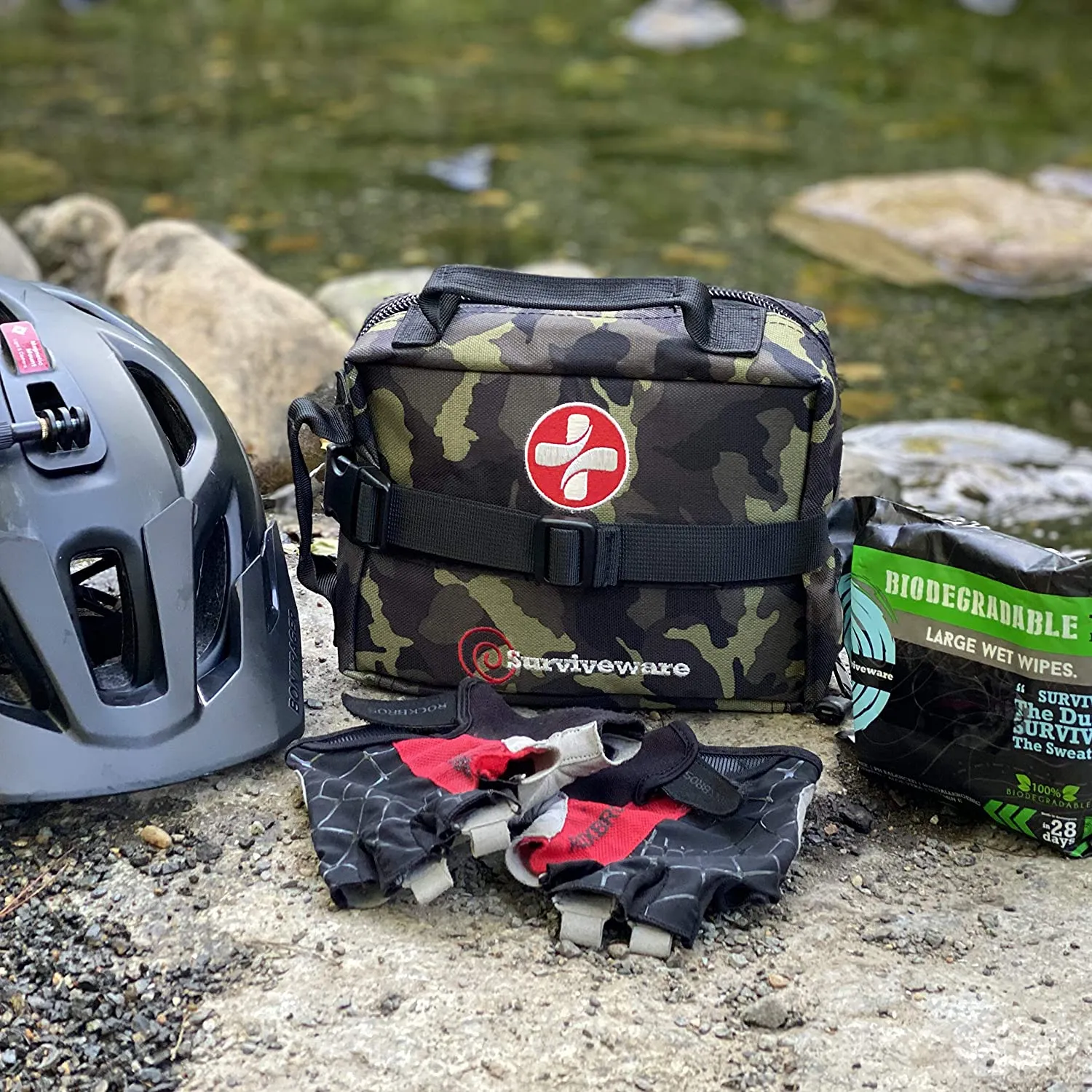 Surviveware Survival First Aid Kit for Outdoor Preparedness - Comes with Removable MOLLE Compatible System and Labeled Compartments - Backpacking, Hiking & Outdoors Preparedness