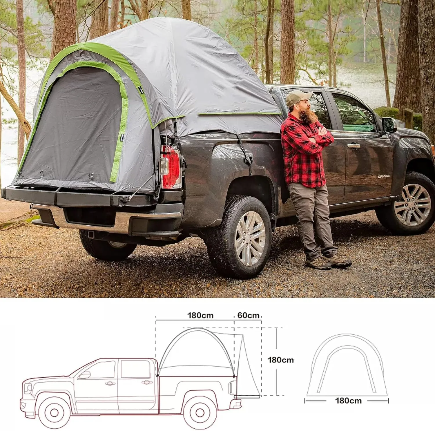 SUV Tent for Camping, Car Tent,Truck Bed Tent, 2-3 Person Pickup Truck Tent with Rainfly and Carry Bag, Waterproof PU1800mm Double Layer Truck Tent for Camping Traveling Outdoor Activities