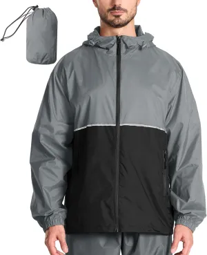 SWISSWELL Men's Rain Jacket Windbreaker Packable,Lightweight Golf Rain Coat Inner Pocket for Camping Hiking Cycling