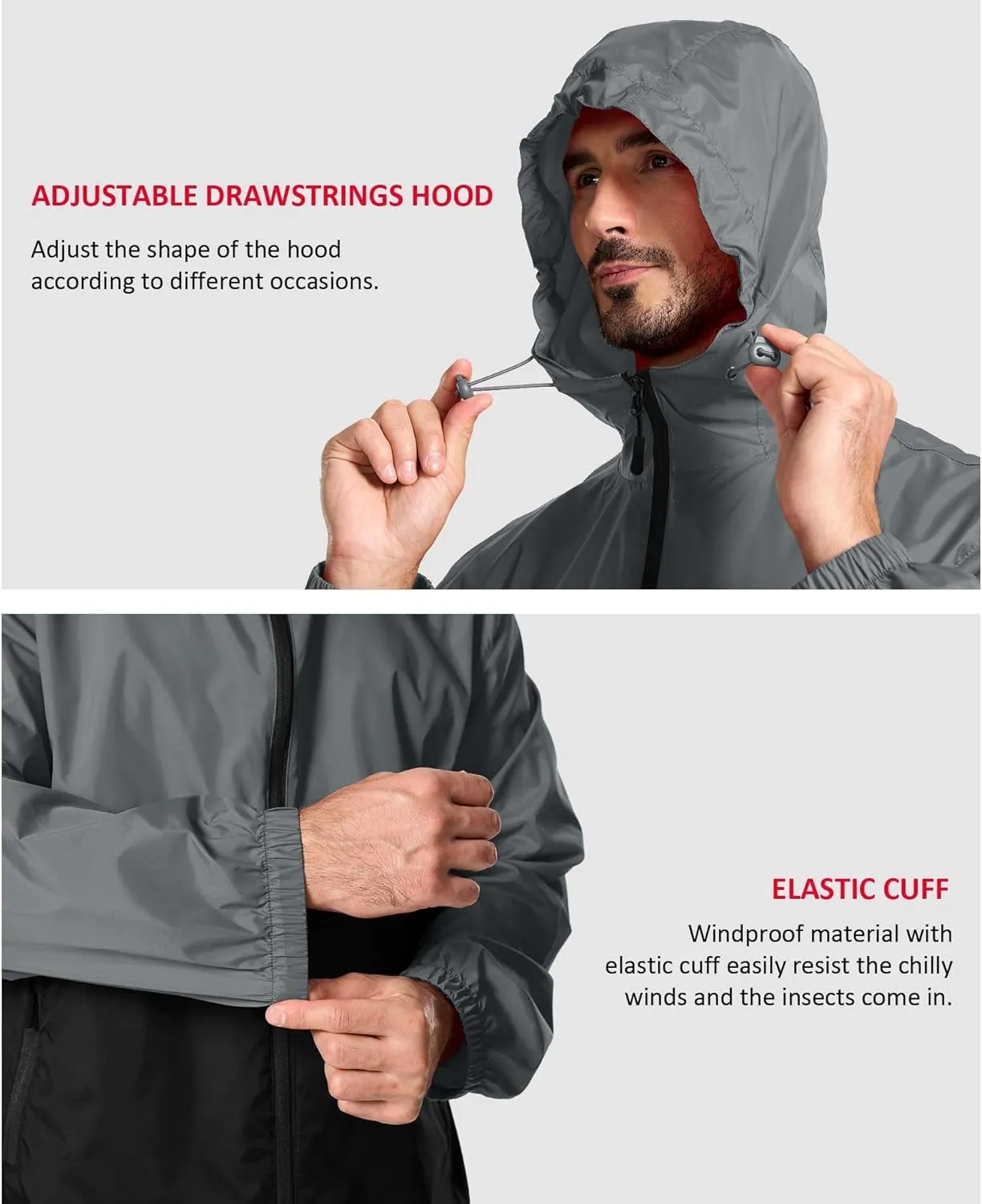 SWISSWELL Men's Rain Jacket Windbreaker Packable,Lightweight Golf Rain Coat Inner Pocket for Camping Hiking Cycling