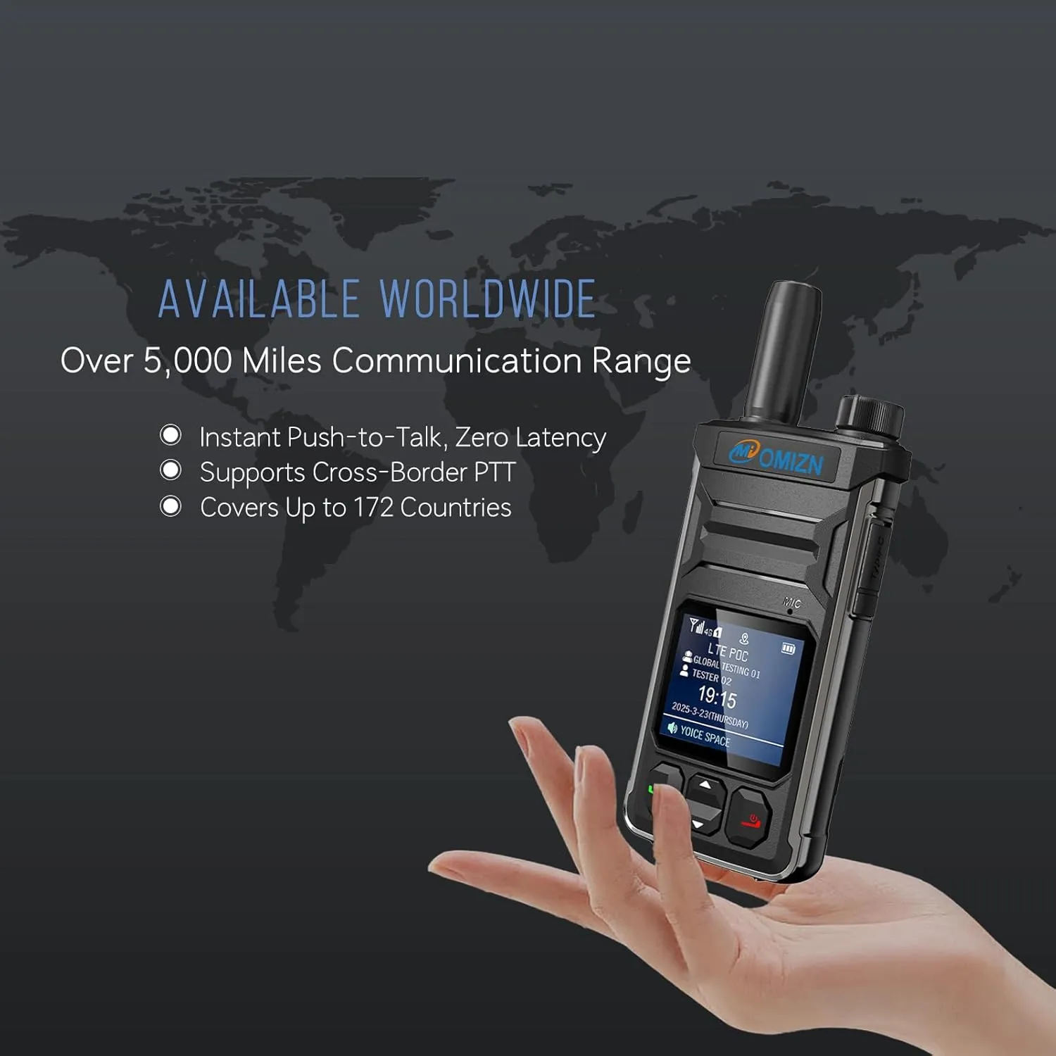 T6 Ultra-Thin Global Walkie Talkie with SIM Card Unlimited Range Nationwide Cellular Network PoC Two Way Radio Long Range 2000mAh MON Zinc Alloy AES256 Noise Reduction Type-C Charging 3 Pack