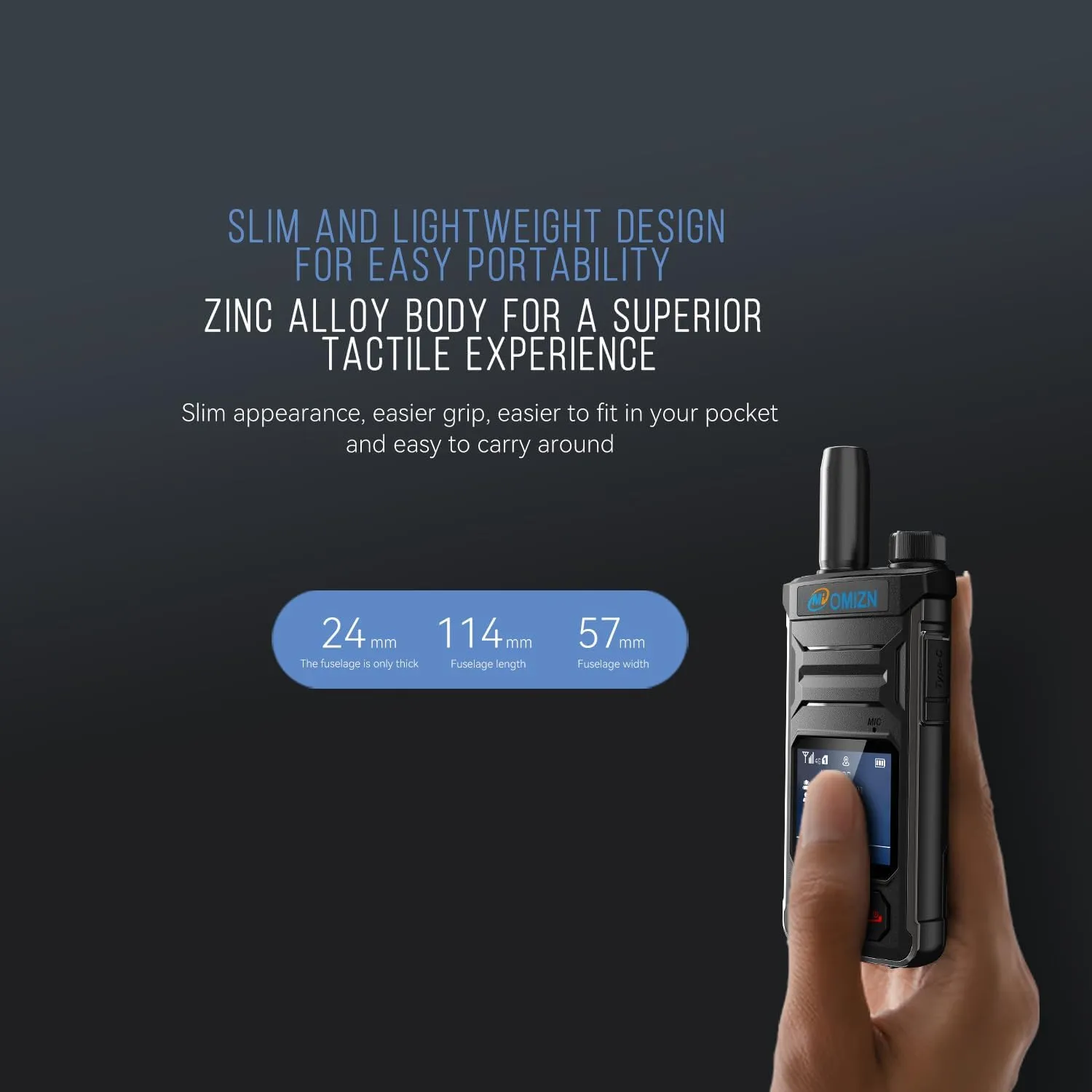 T6 Ultra-Thin Global Walkie Talkie with SIM Card Unlimited Range Nationwide Cellular Network PoC Two Way Radio Long Range 2000mAh MON Zinc Alloy AES256 Noise Reduction Type-C Charging 3 Pack