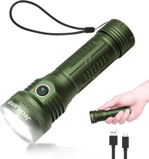 Tactical 1270High Lumens Flashlight with 6 Modes, Rechargeable Led Flashlight with Type-C Cable, IPX8 Waterproof EDC Flashlight for Camping Emergency Everyday Use