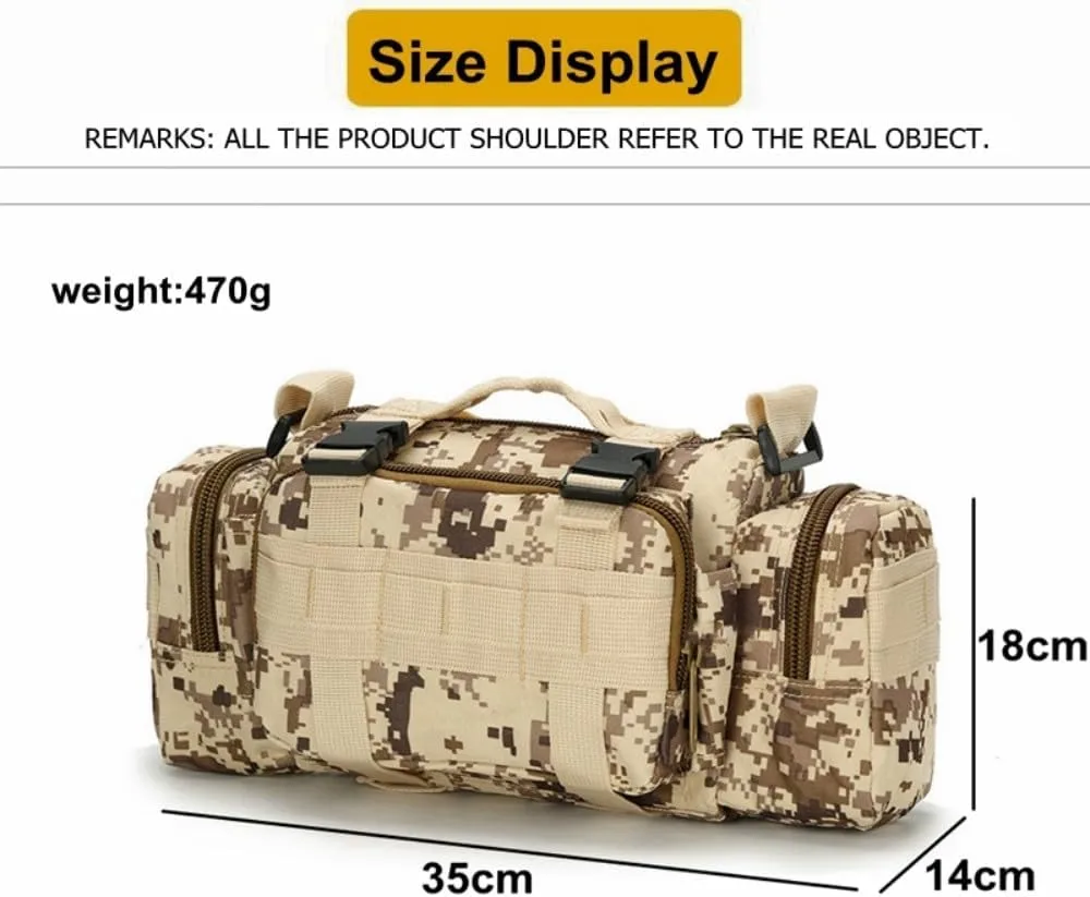 Tactical Fanny Pack Military Assault Waist Bag Hip Belt MOLLE Sling Army Shoulder Bag Camera Handlebar Range Bags (Leaves)
