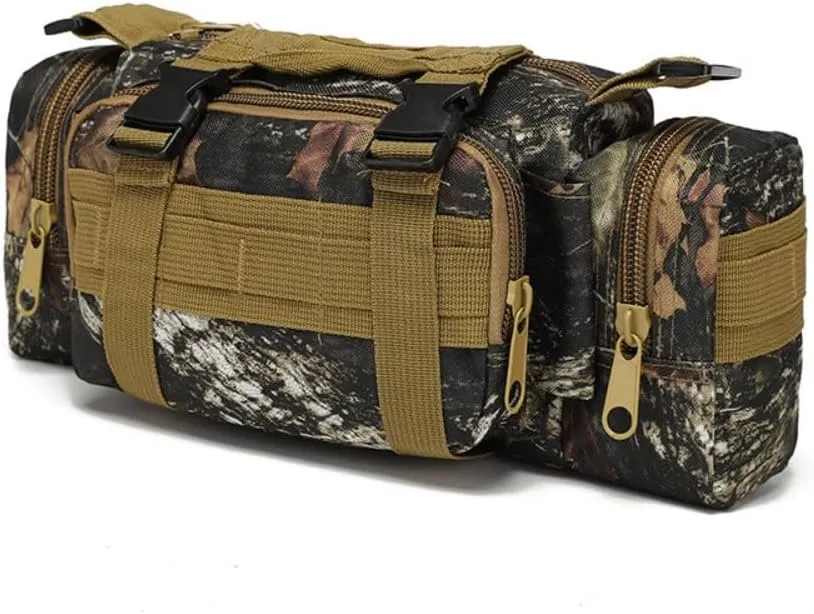 Tactical Fanny Pack Military Assault Waist Bag Hip Belt MOLLE Sling Army Shoulder Bag Camera Handlebar Range Bags (Leaves)