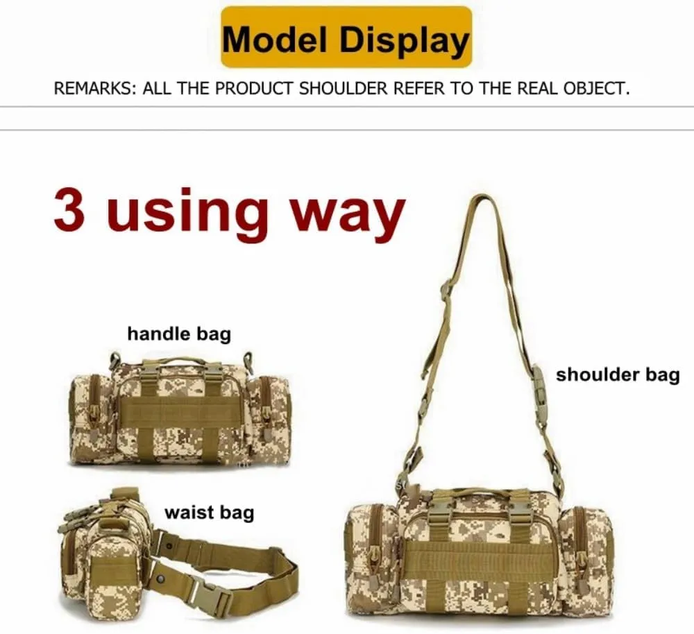 Tactical Fanny Pack Military Assault Waist Bag Hip Belt MOLLE Sling Army Shoulder Bag Camera Handlebar Range Bags (Leaves)