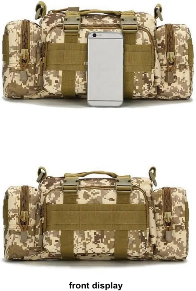 Tactical Fanny Pack Military Assault Waist Bag Hip Belt MOLLE Sling Army Shoulder Bag Camera Handlebar Range Bags (Leaves)